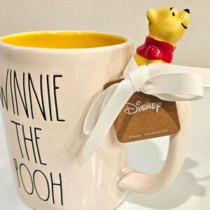 Rae Dunn Winnie the Pooh Ceramic Mug 3D Handle, Yellow Interior